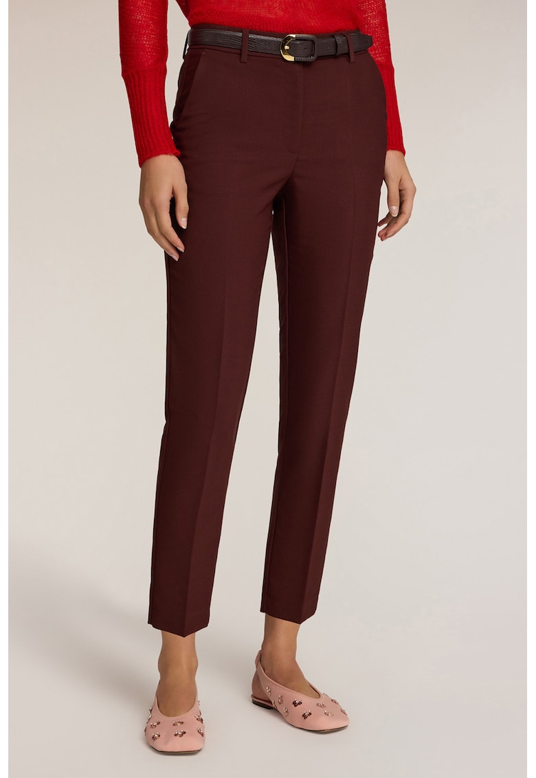 Pantaloni crop cu talie inalta - Maro