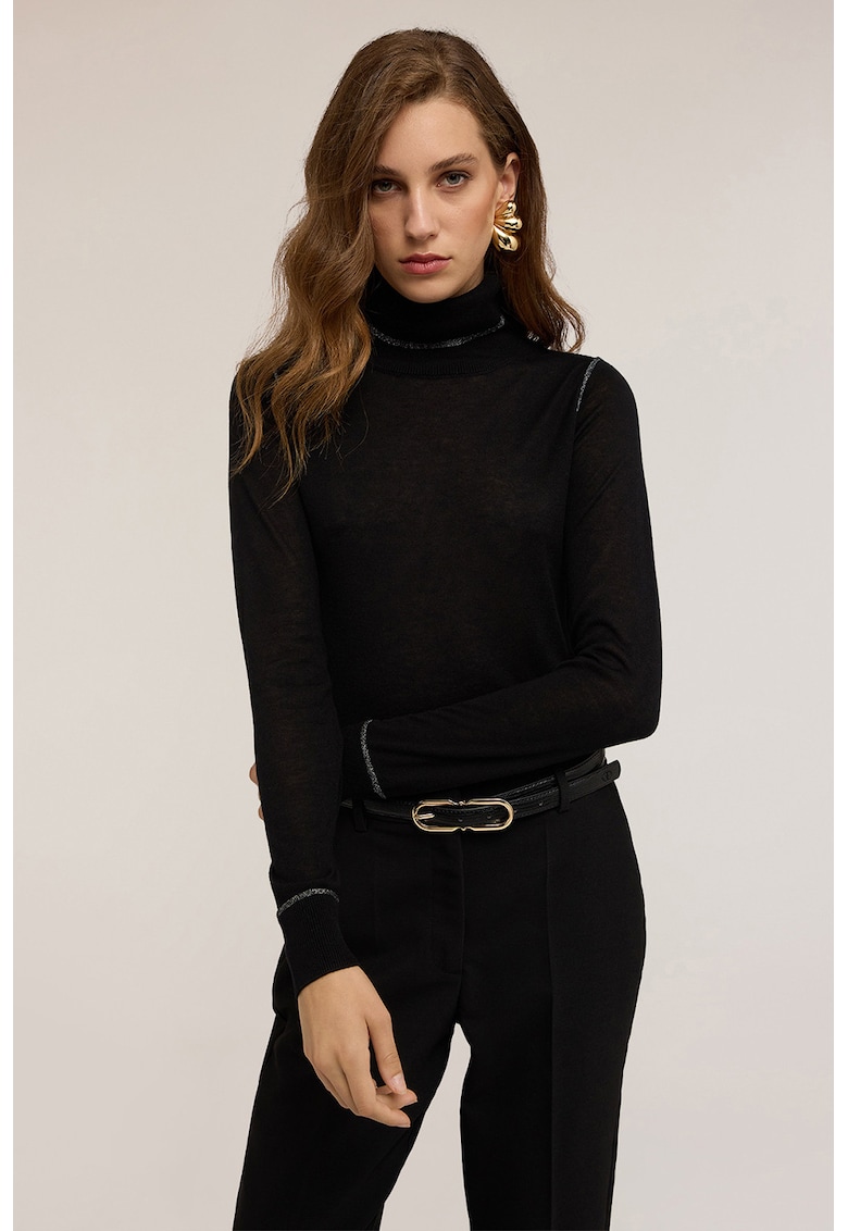 Pulover cambrat din amestec de lana si lyocell