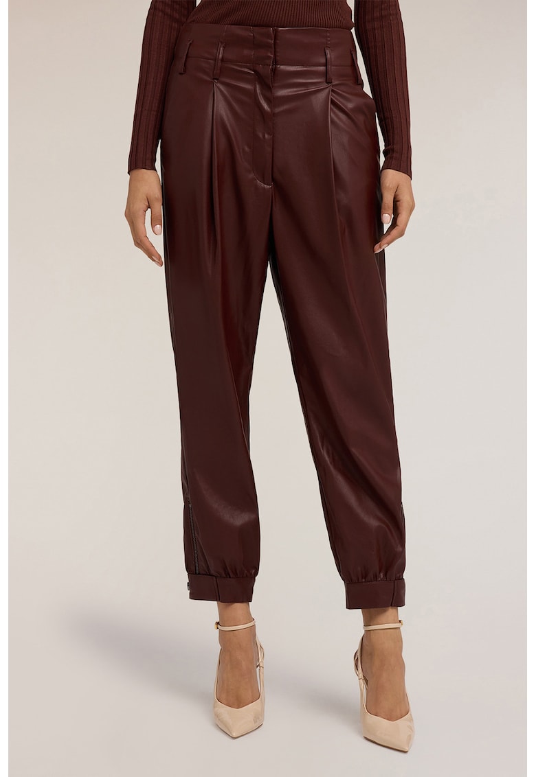 Pantaloni din piele ecologica cu croiala conica