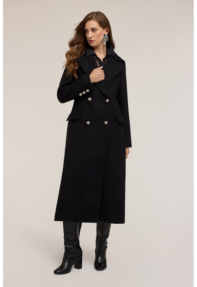 Palton din amestec de lana cu doua randuri de nasturi