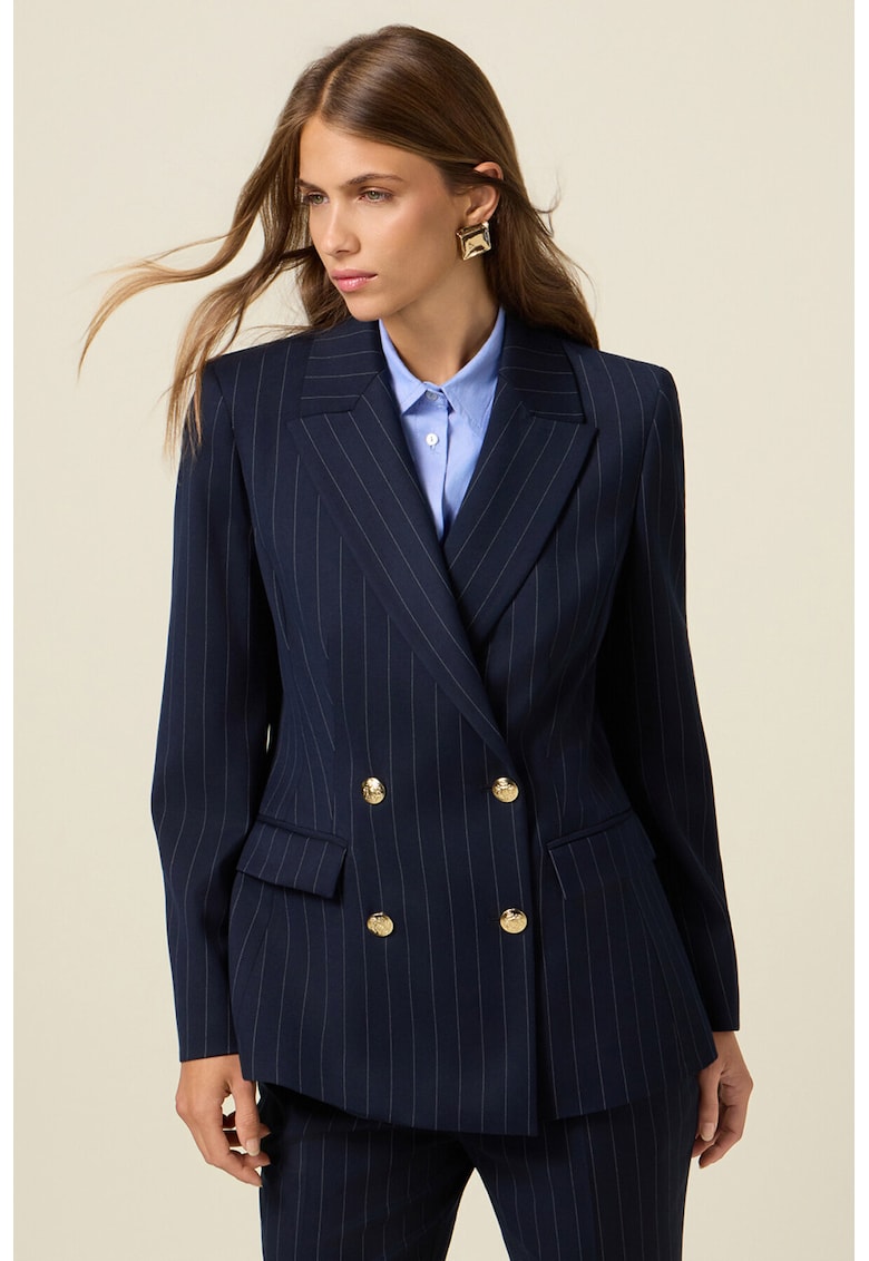 Sacou cu doua randuri de nasturi si model cu dungi discrete