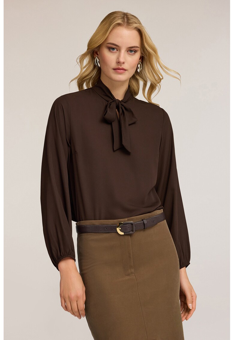 Bluza cu funda din panglici