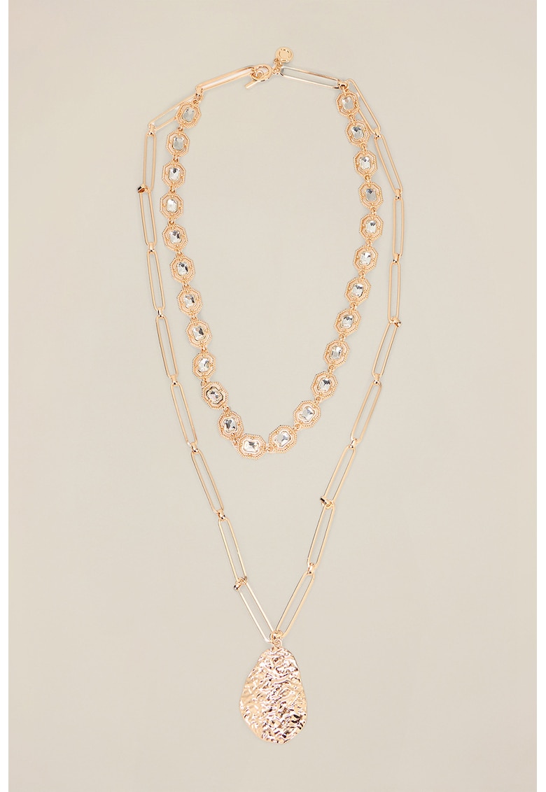 Colier cu sirag dublu - cristal si pandantiv