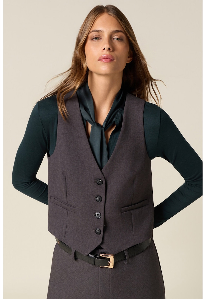 Vesta crop cu buzunare cu refilet