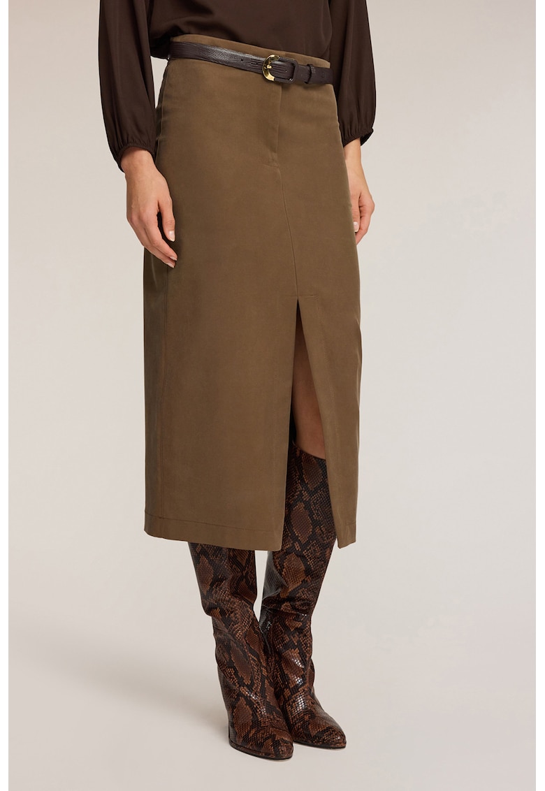 Fusta midi cu slit frontal