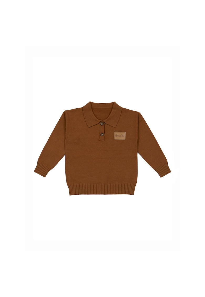 Pulover polo cu logo - Maro