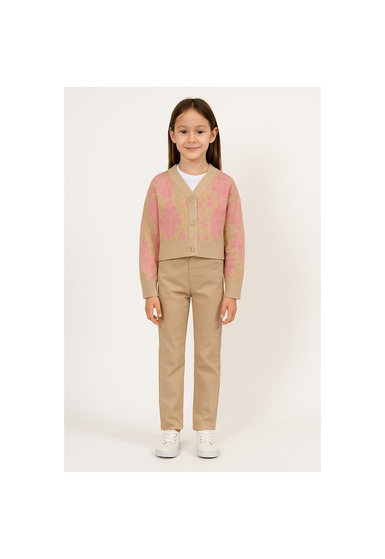 Cardigan crop cu model floral