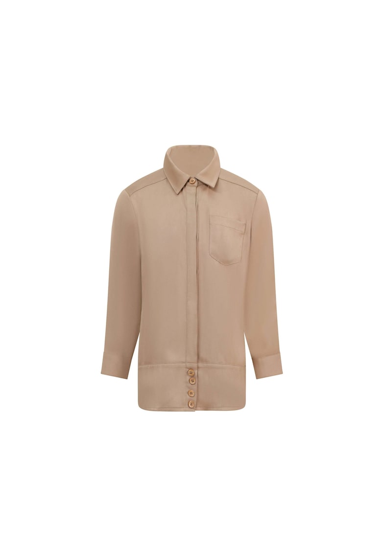 Camasa de satin cu maneci lungi - Bej