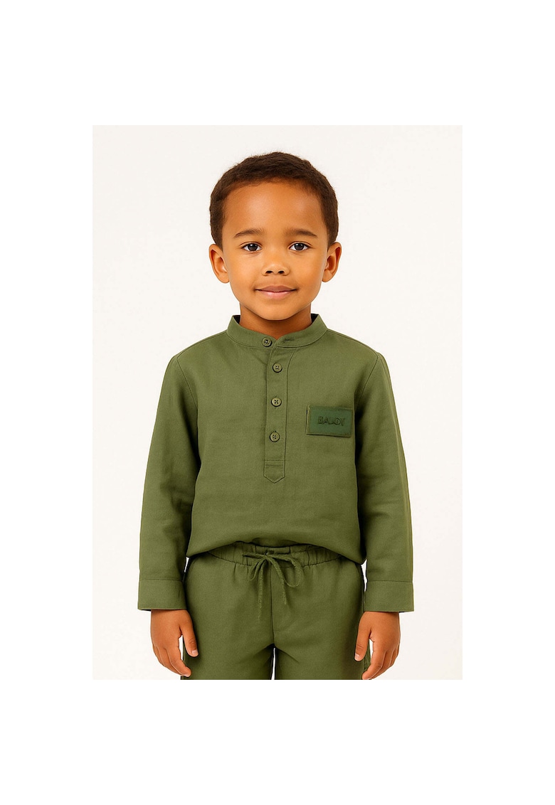 Bluza din amestec de in cu fenta cu nasturi