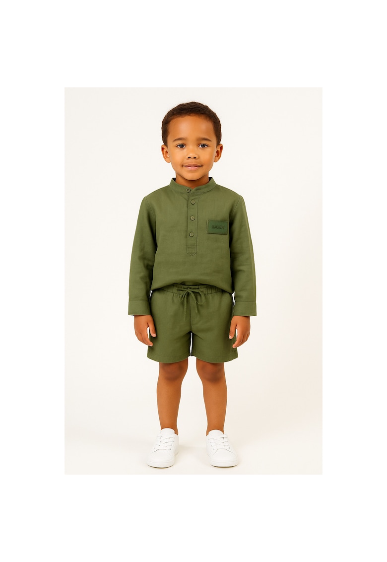 Pantaloni scurti din amestec de in cu snur