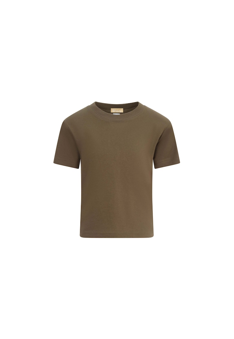 Tricou uni cu decolteu la baza gatului - Maro inchis