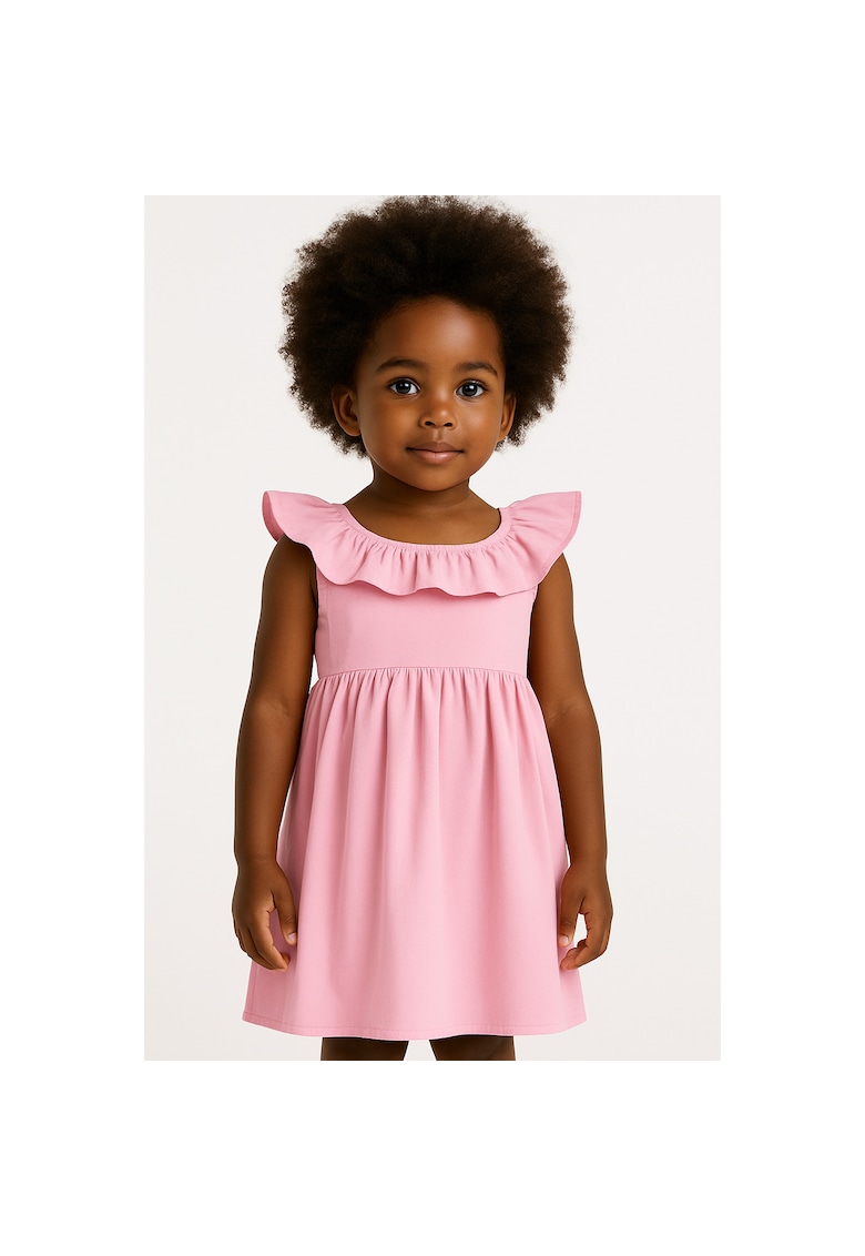 Rochie evazata cu funda pe spate si guler cu volan