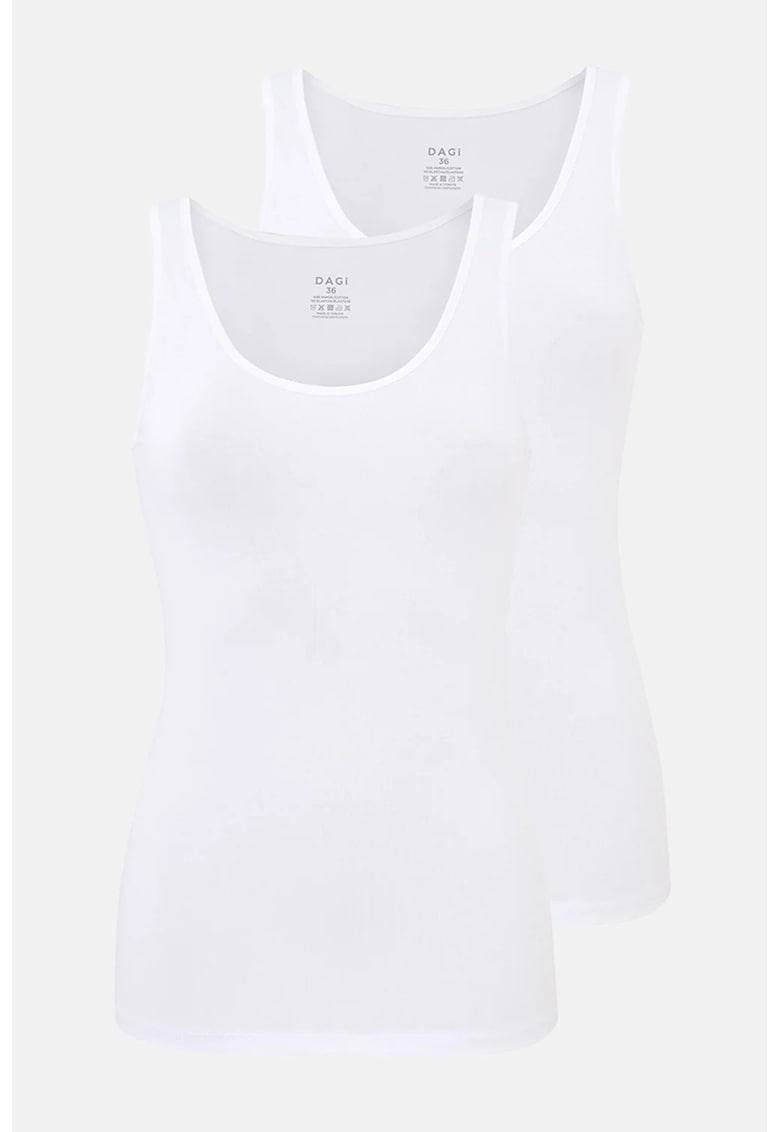 Set de top-uri slim fit cu decolteu rotund - 2 piese