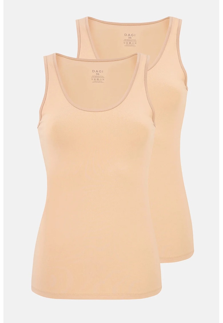 Set de top-uri slim fit cu decolteu rotund - 2 piese