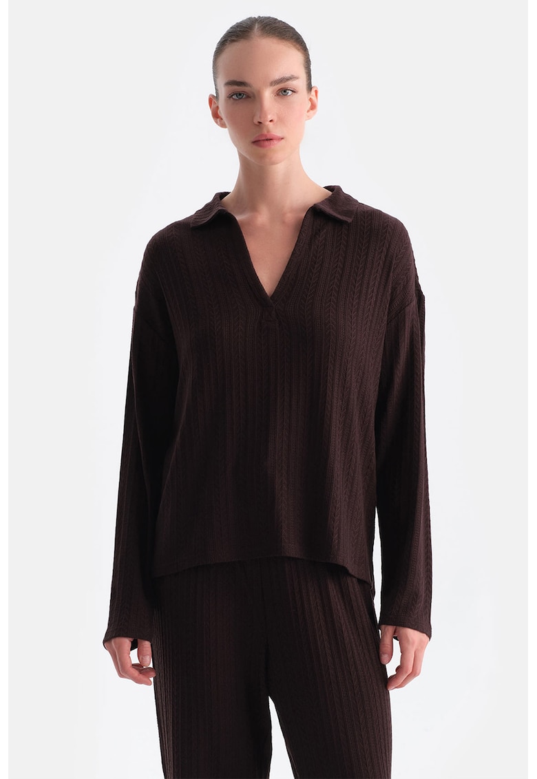 Bluza cu decolteu in V - Visiniu