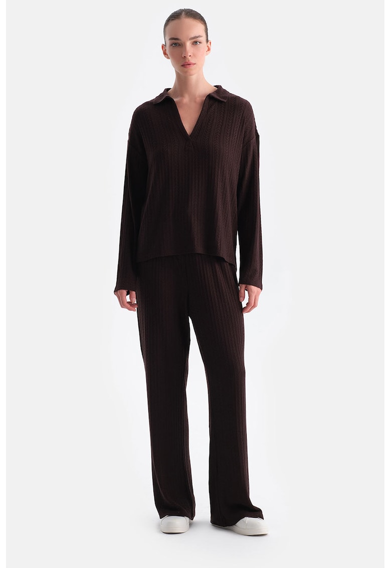 Pantaloni relaxed fit cu snururi de ajustare