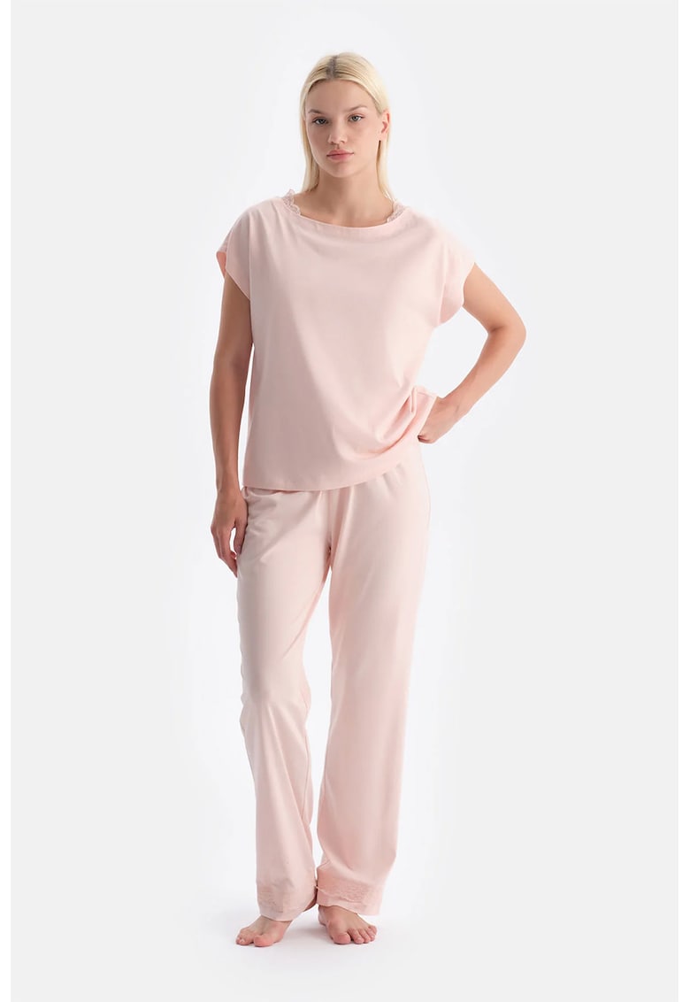 Pijama din amestec de modal - Roz pastel