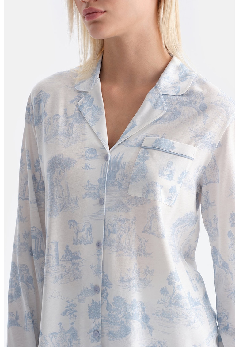 Pijama din amestec de modal cu imprimeu grafic