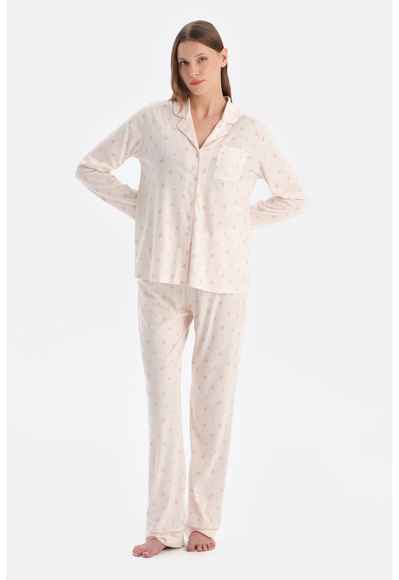 Pijama din amestec de modal cu imprimeu grafic