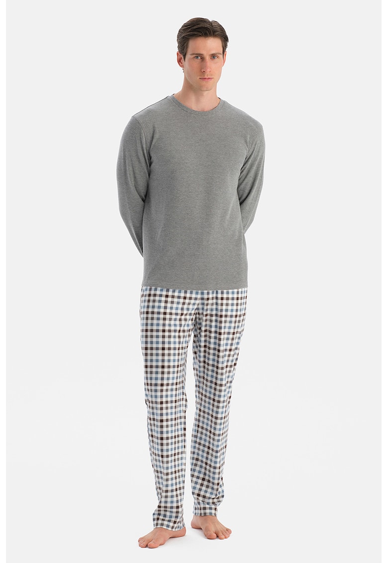 Pijama lunga din amestec de bumbac