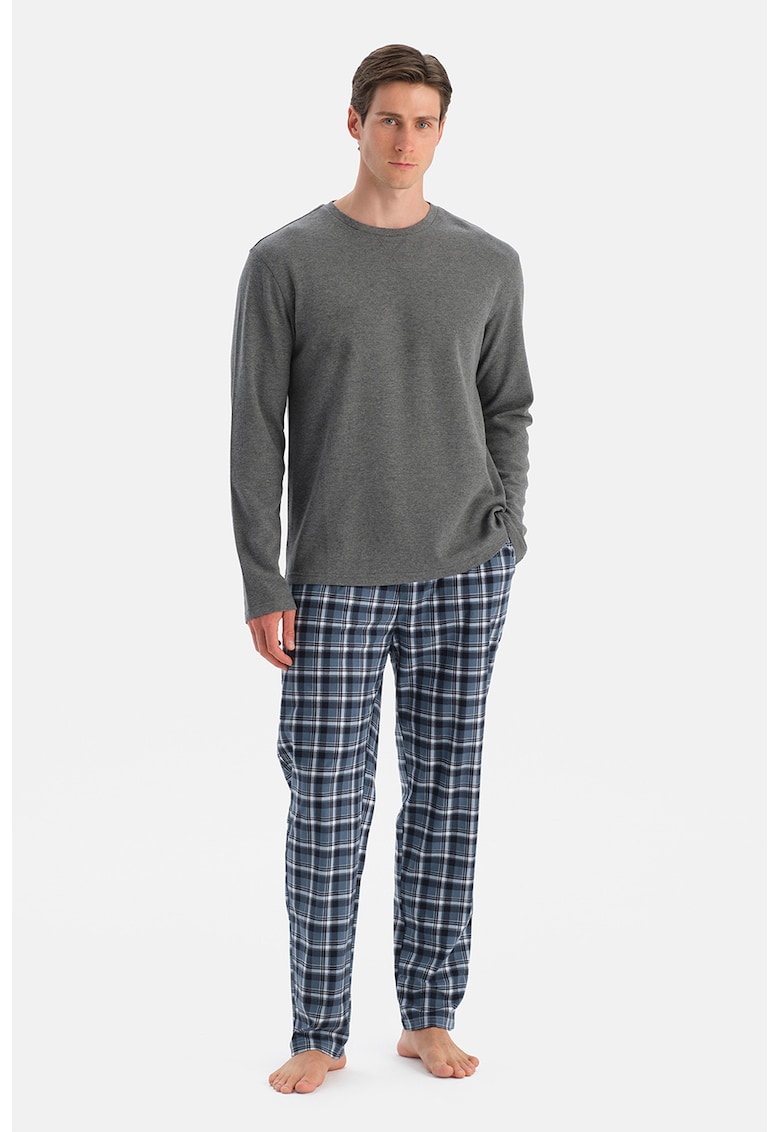 Pijama lunga din amestec de bumbac