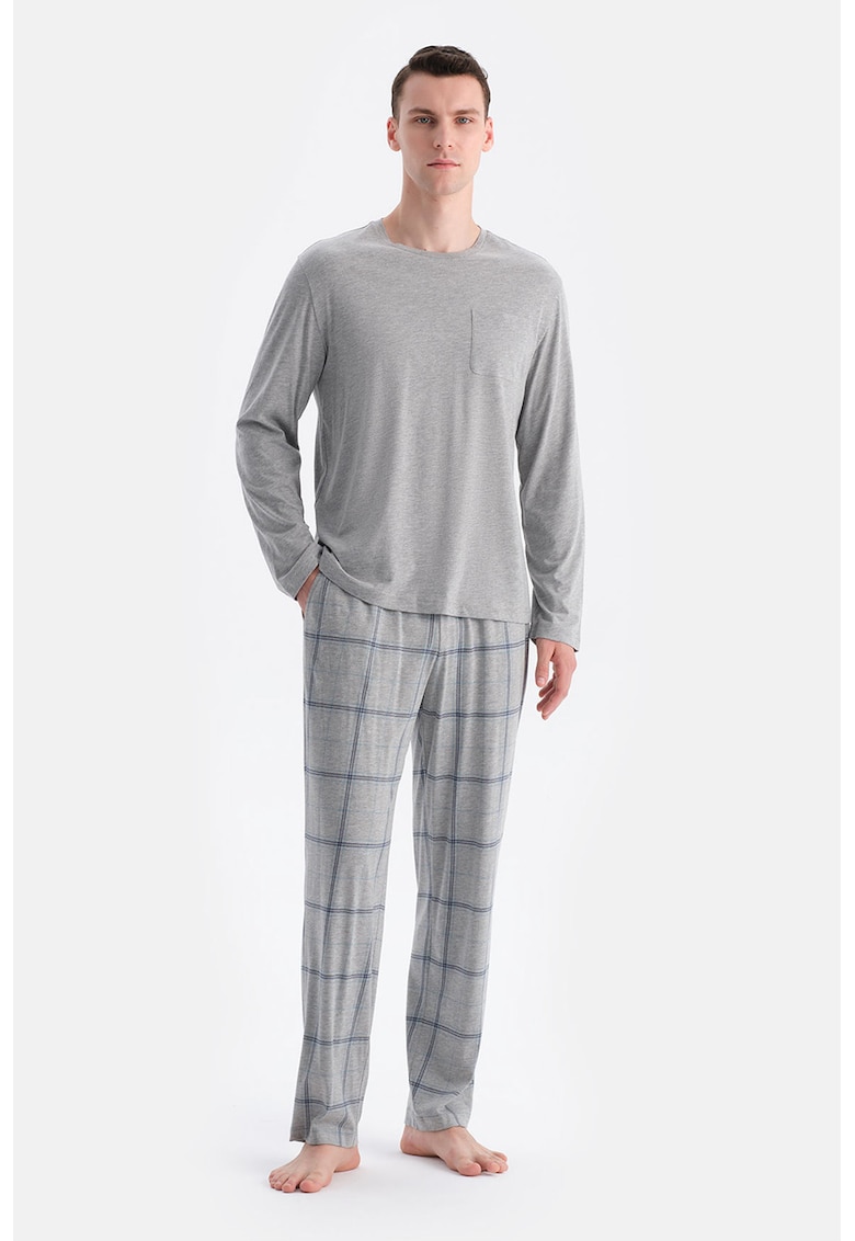 Pijama din amestec de bumbac - Gri deschis