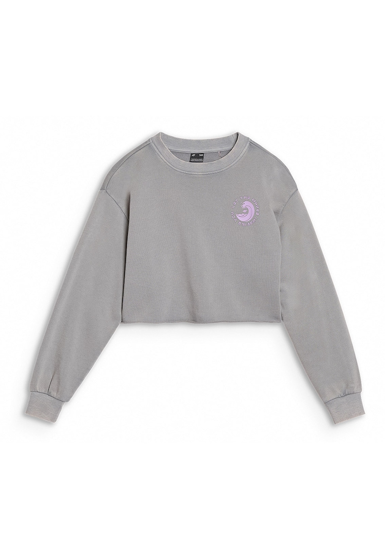 Bluza fete Crop - Bumbac/Poliester - Gri -
