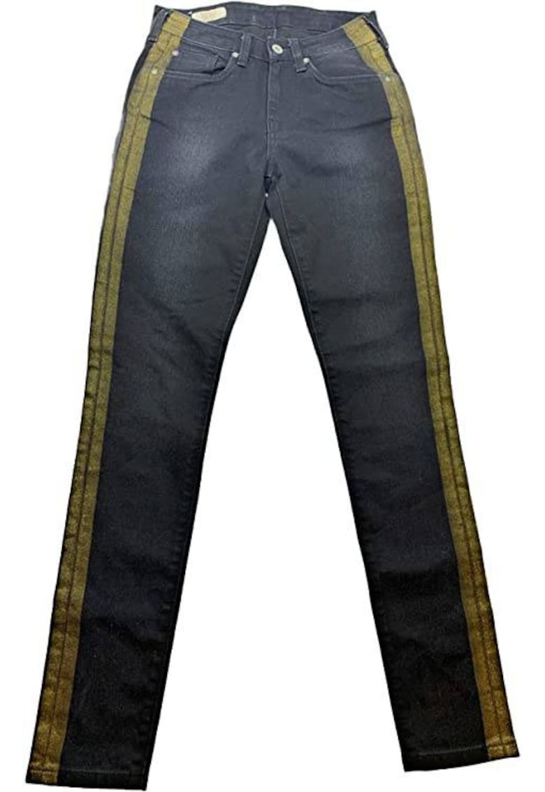 Blugi cu benzi contrastante -