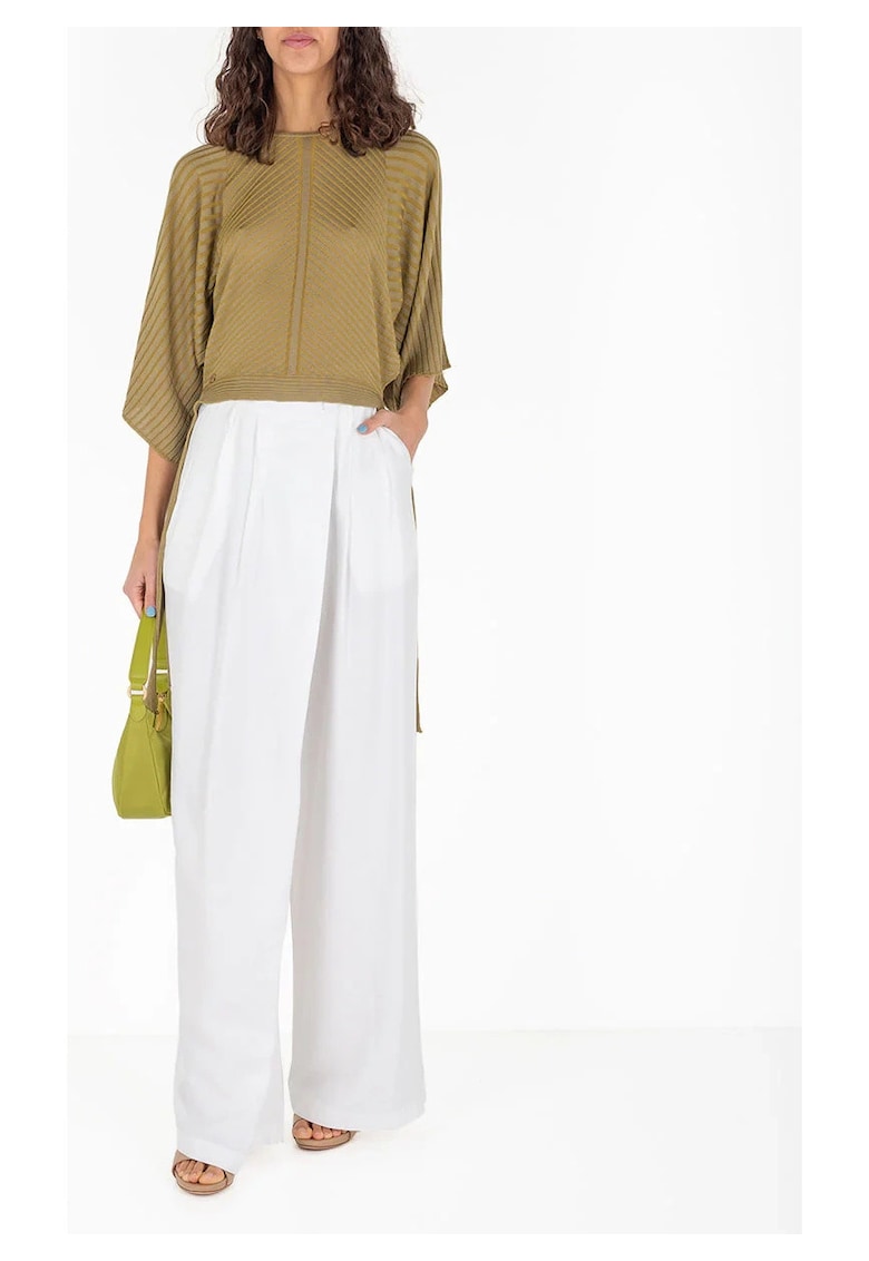 Pantaloni palazzo cu talie inalta