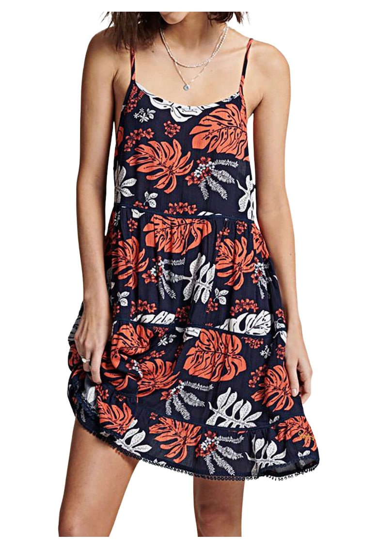 Rochie de plaja Vintage Cami Beach pentru femei - bleumarin - cu imprimeu - marimea