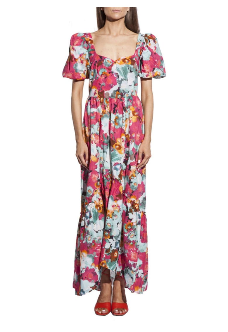 Rochie maxi cu model abstract -