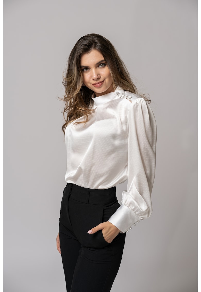 Bluza din satin cu guler scurt Tiffany