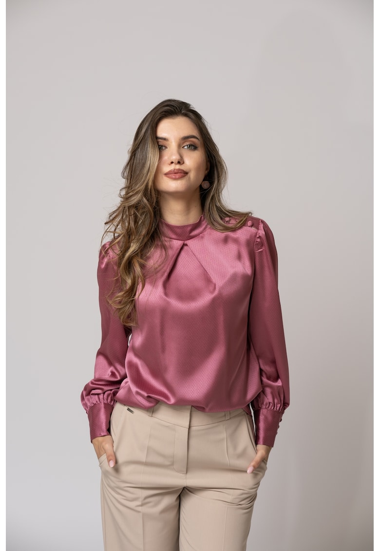 Bluza din satin cu guler scurt Tiffany