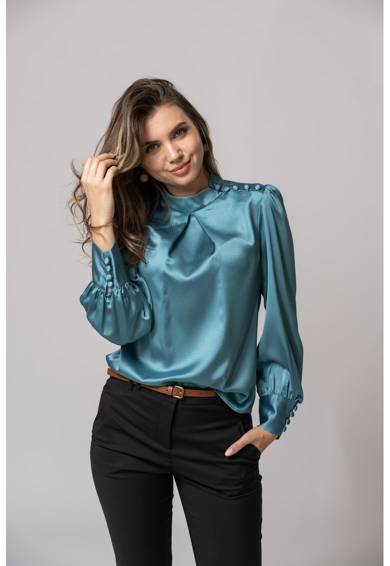 Bluza din satin cu guler scurt Tiffany