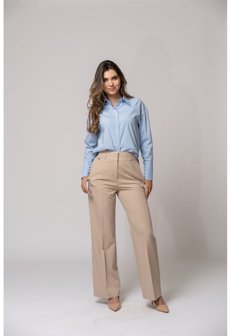 Pantaloni cu talie inalta Nassira - Bej