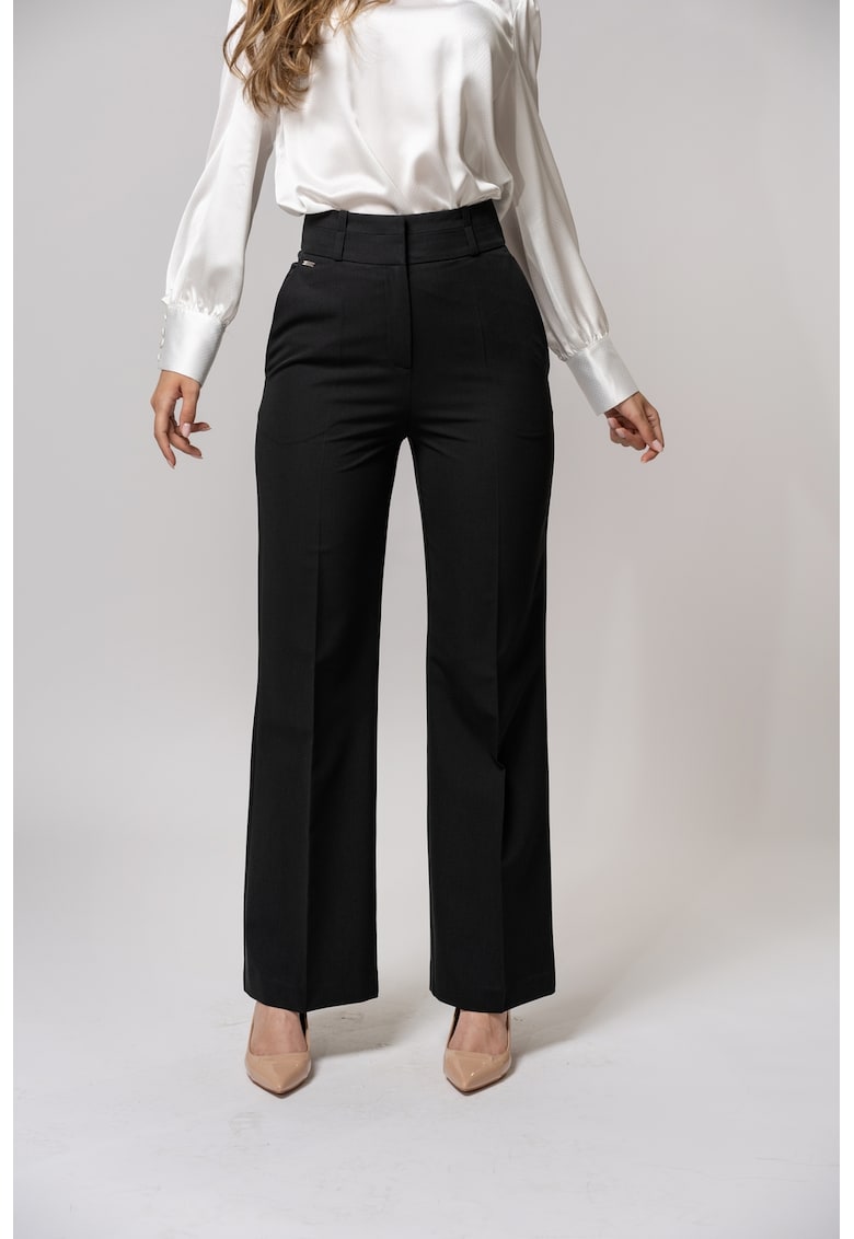 Pantaloni cu talie inalta Nassira - Negru
