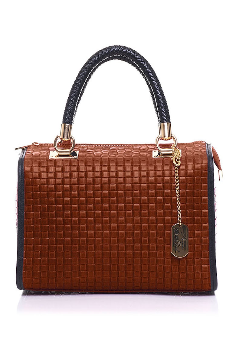 Geanta de mana - de piele cu aspect matlasat Viola - Maro scortisoara