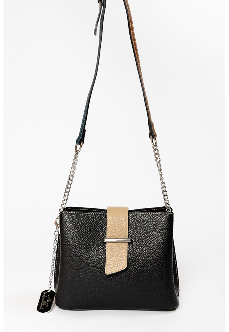 Geanta crossbody din piele Ciosa - Maro cognac/Negru stins