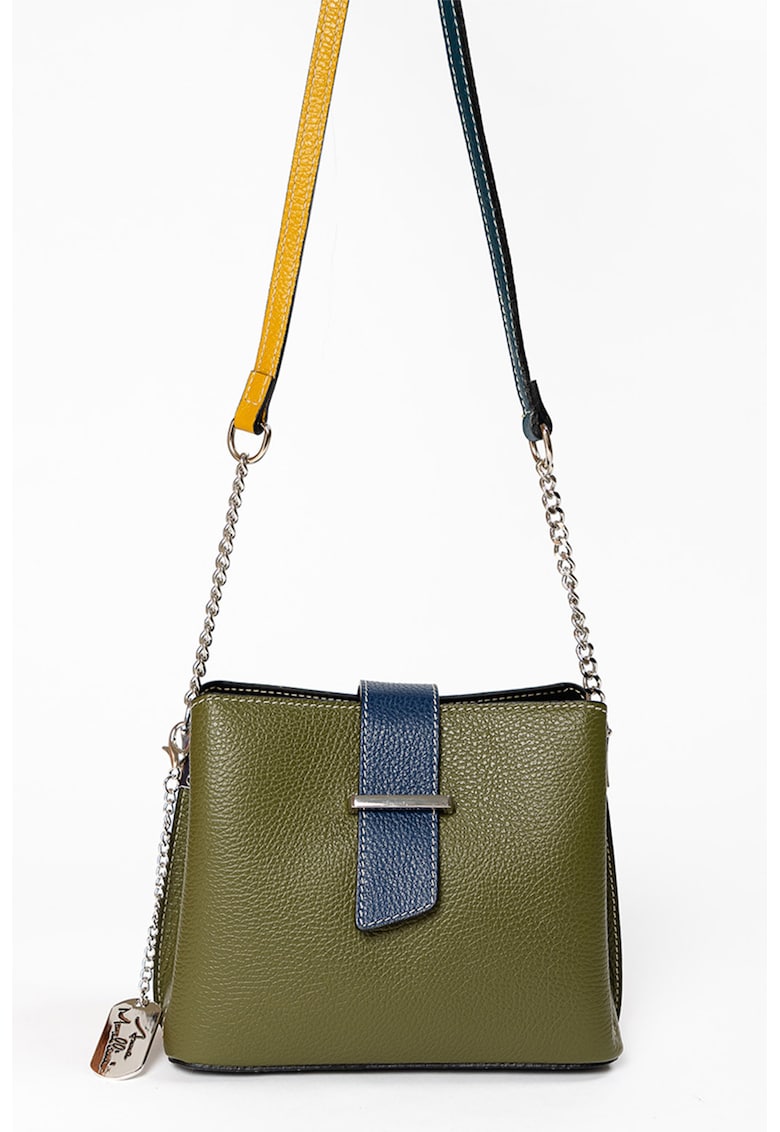 Geanta crossbody din piele Ciosa - Maro scortisoara/Kaki inchis