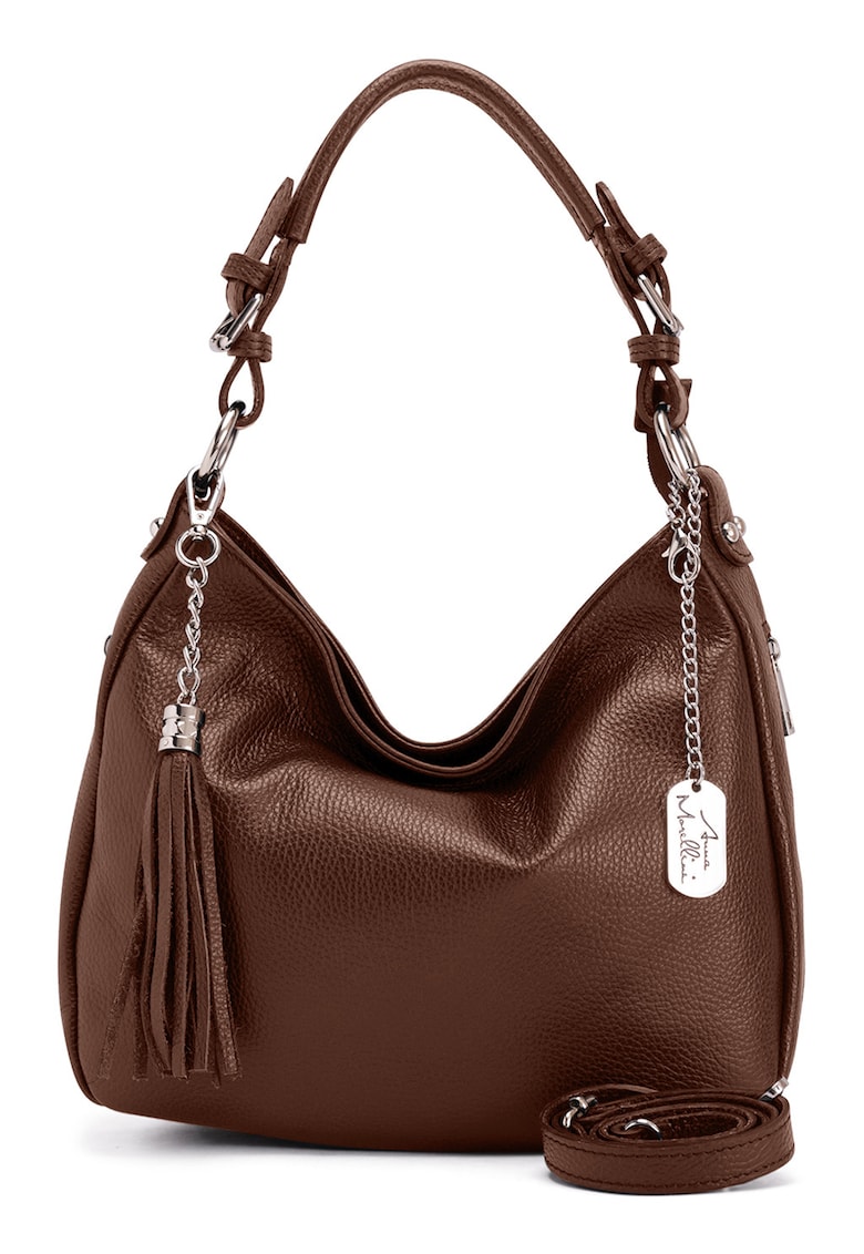 Geanta hobo de piele cu buzunare cu fermoar Fiorella