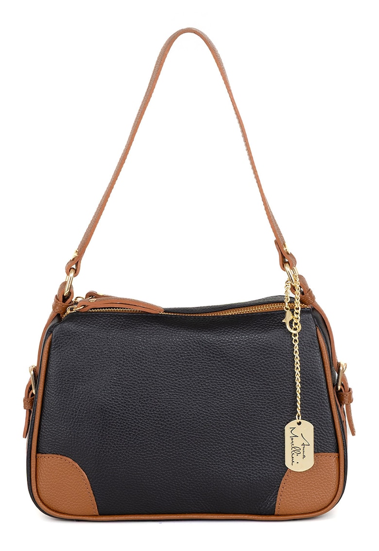 Geanta crossbody de piele cu accesoriu logo