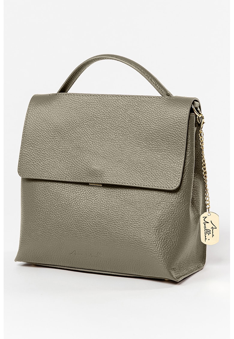 Geanta de piele cu bareta detasabila - Gri deschis