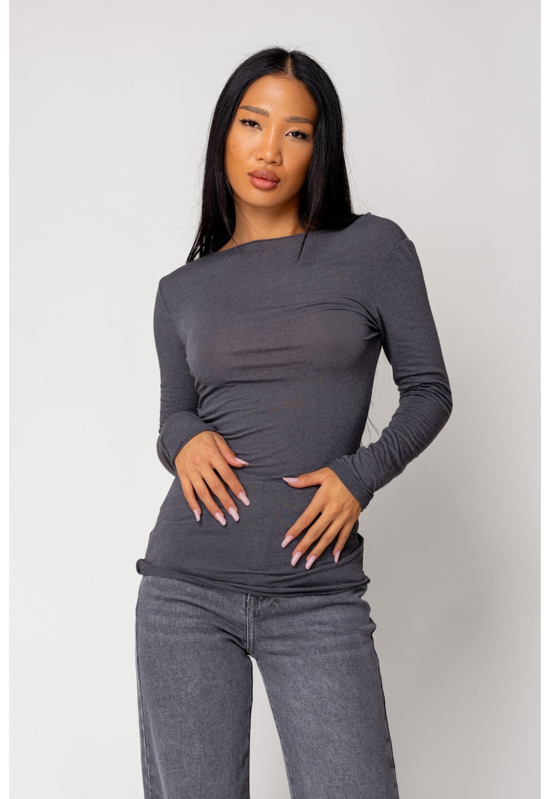 Bluza subtire din mix de casmir Grey Anthracite 18301 - Gri cenusiu