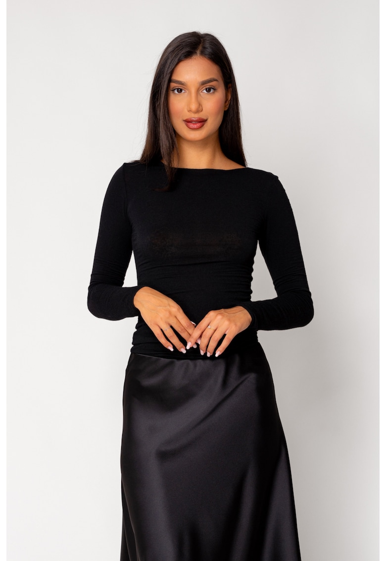 Bluza subtire din mix de casmir Black 18305 - Negru