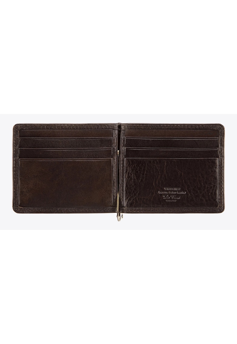 Portofel Da Vinci - piele naturala - unisex - 6 locuri pentru carduri - 8x10 -5cm - culoare maro