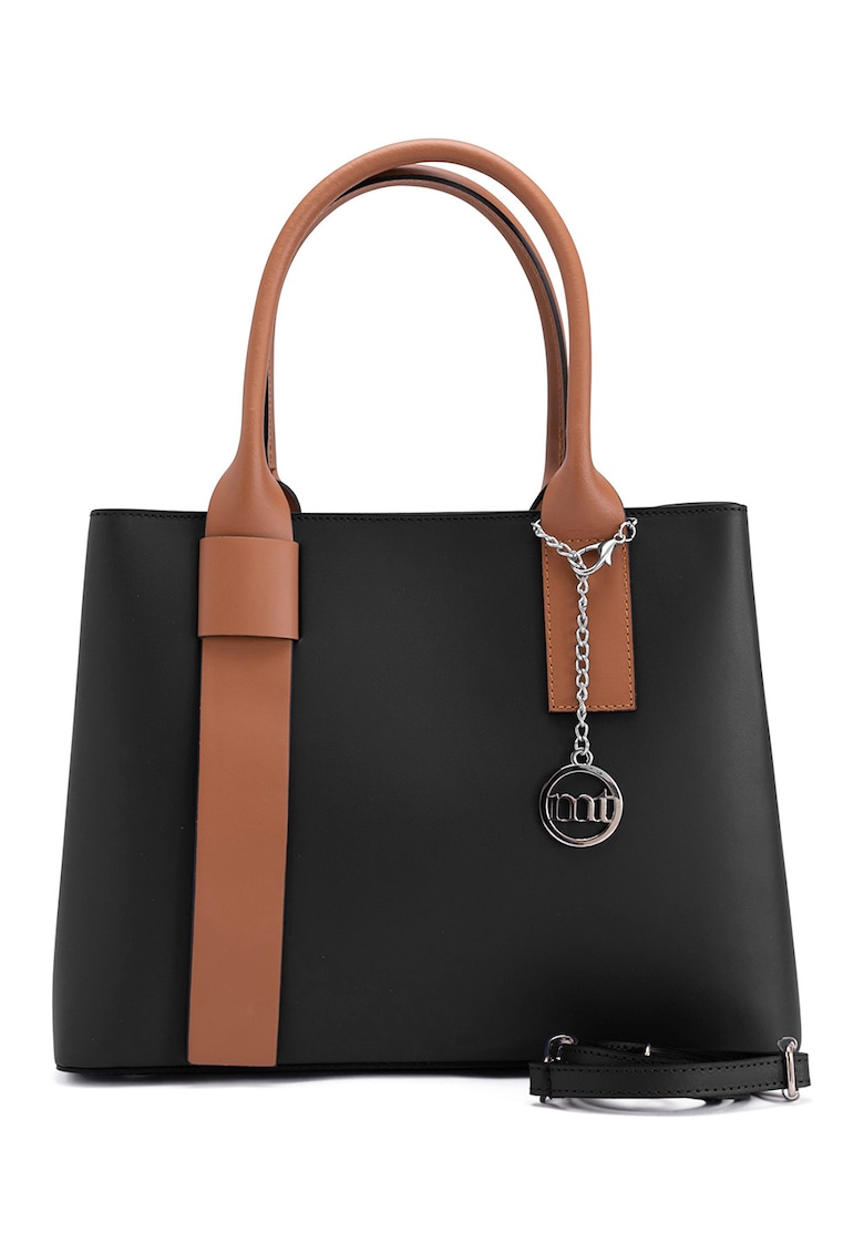 Geanta tote din piele cu bareta detasabila Argonne - Negru/Caramel