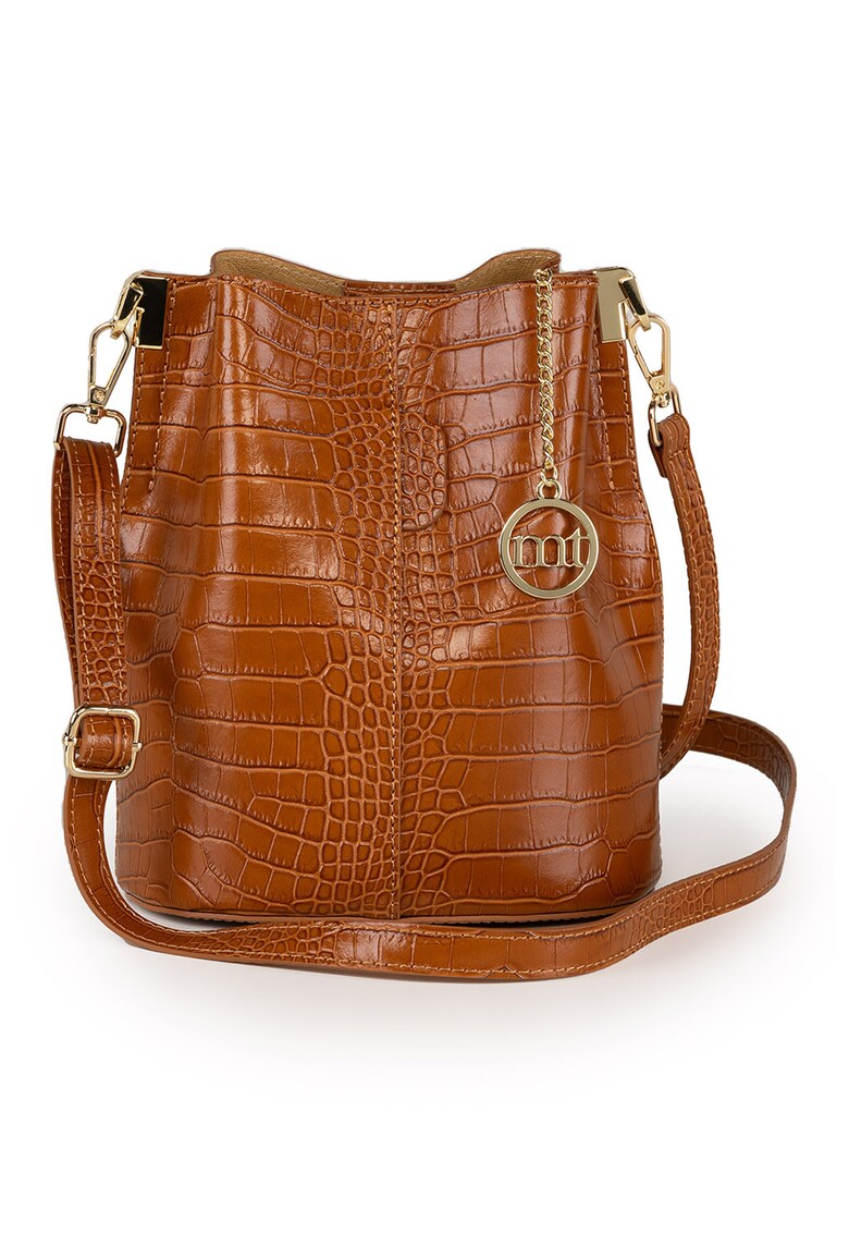 Geanta bucket cu model piele de reptila