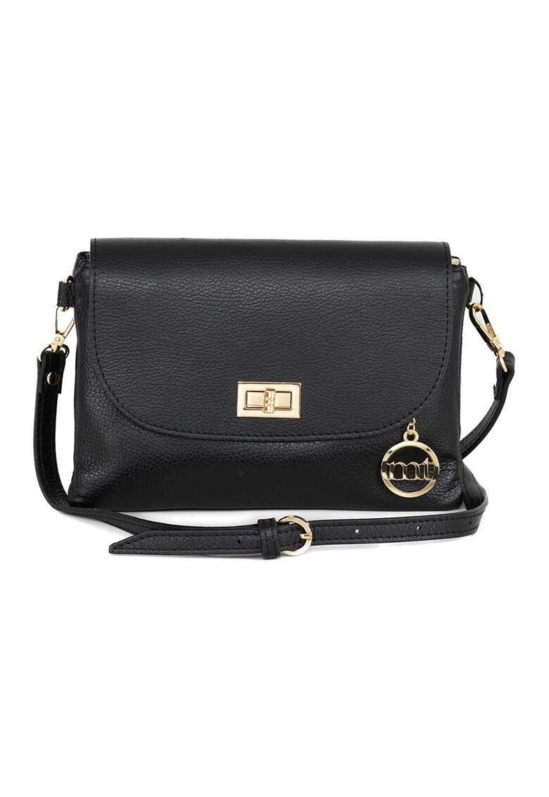 Geanta crossbody dreptunghiulara din piele - Negru