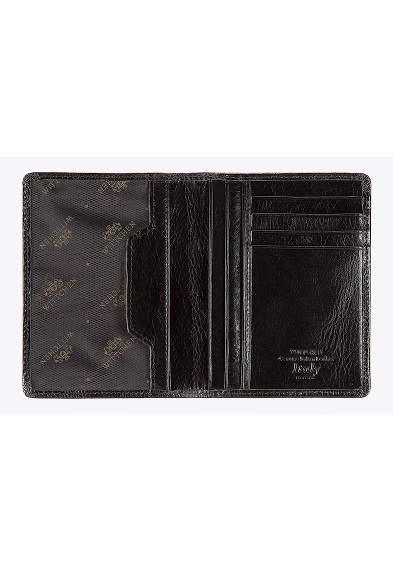 Etui documente din piele naturala 3 compartimente - 12 -5x9 -5cm - maro inchis