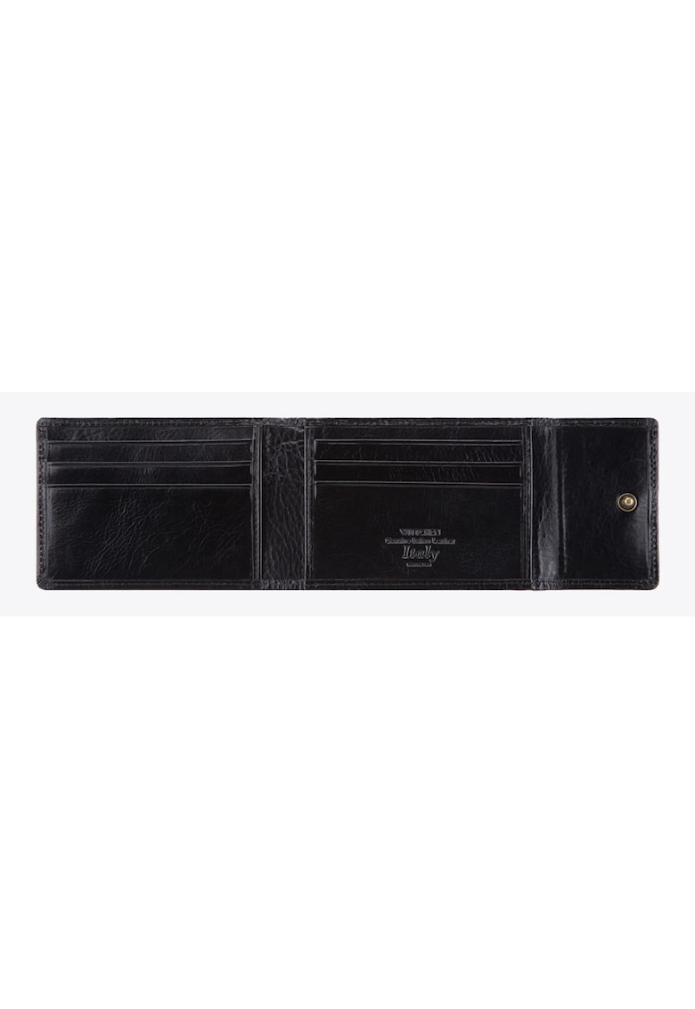 Portofel barbati - etui pentru 6 carduri - piele naturala - 11x8cm - negru